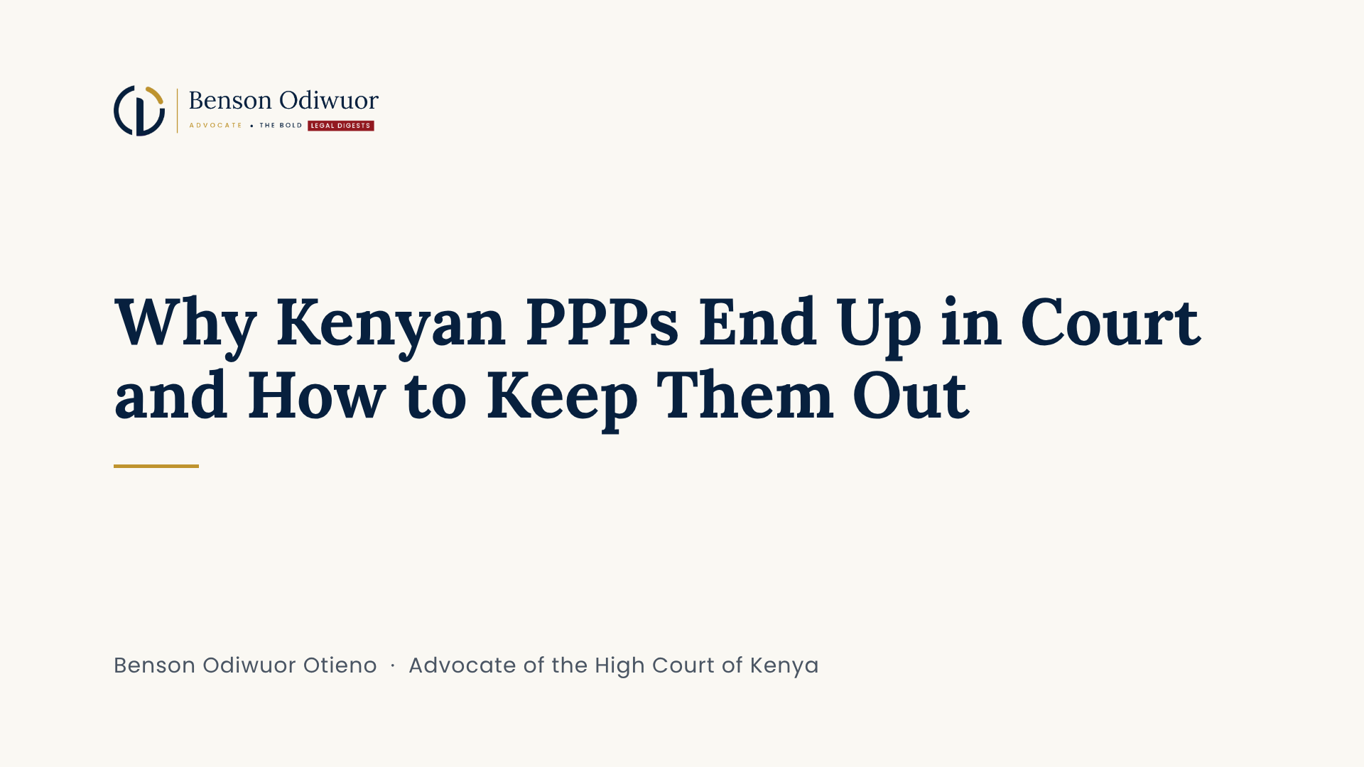 Why Kenyan PPPs End Up in Court and How to Keep Them Out